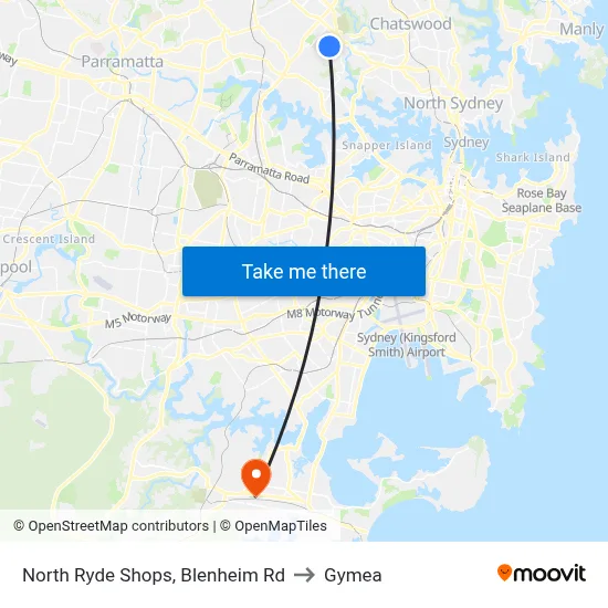 North Ryde Shops, Blenheim Rd to Gymea map