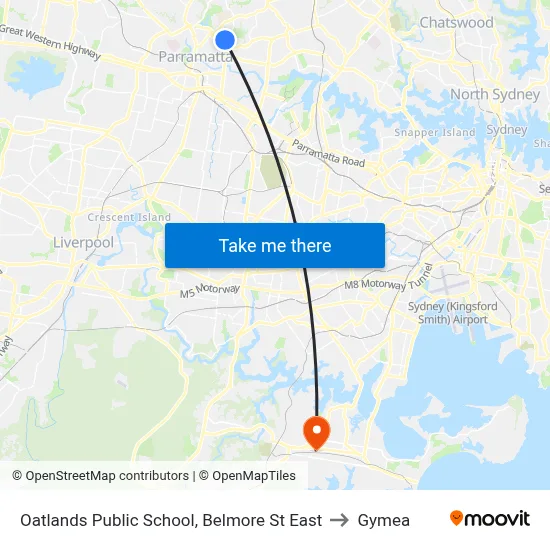 Oatlands Public School, Belmore St East to Gymea map