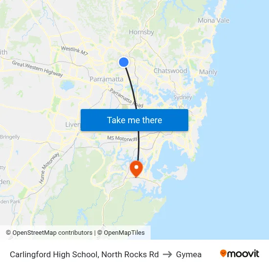 Carlingford High School, North Rocks Rd to Gymea map