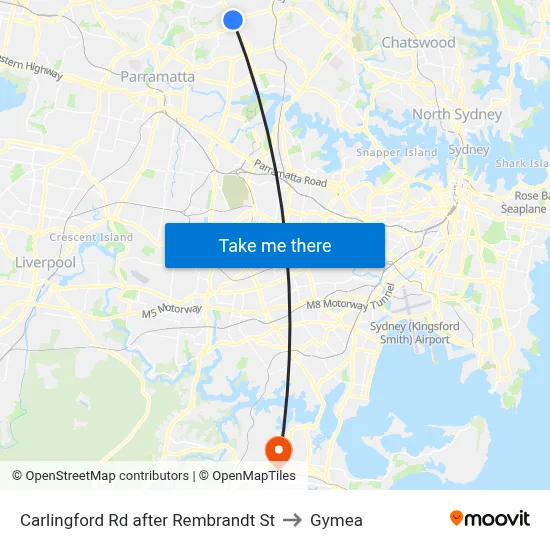 Carlingford Rd after Rembrandt St to Gymea map