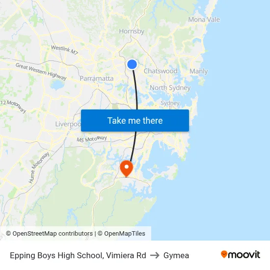 Epping Boys High School, Vimiera Rd to Gymea map