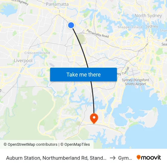 Auburn Station, Northumberland Rd, Stand C to Gymea map