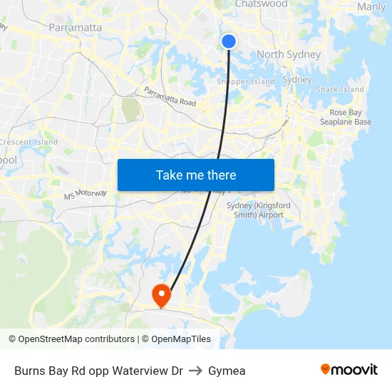 Burns Bay Rd opp Waterview Dr to Gymea map