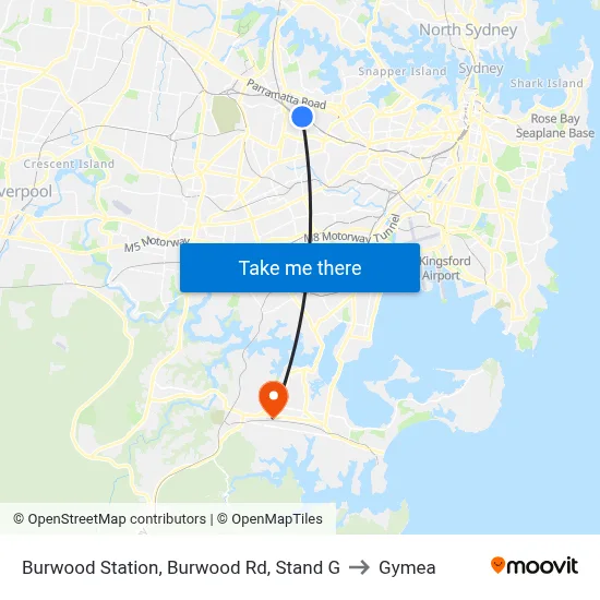 Burwood Station, Burwood Rd, Stand G to Gymea map