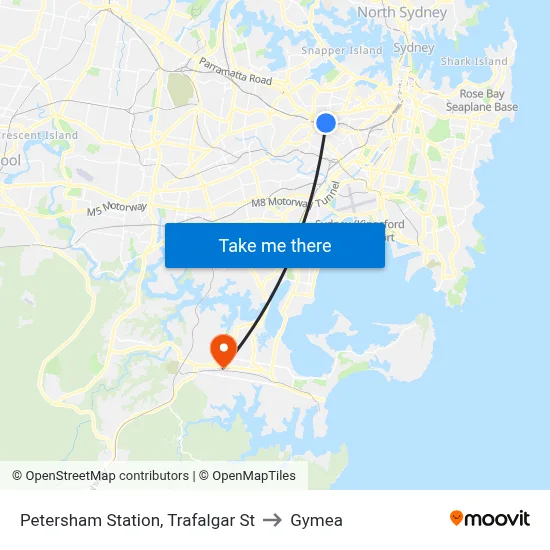 Petersham Station, Trafalgar St to Gymea map