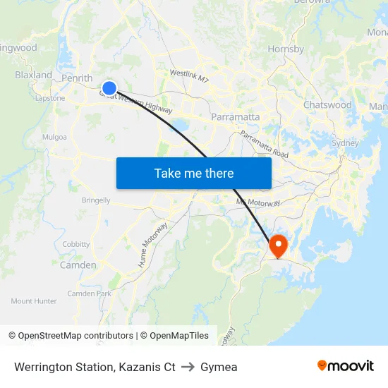 Werrington Station, Kazanis Ct to Gymea map