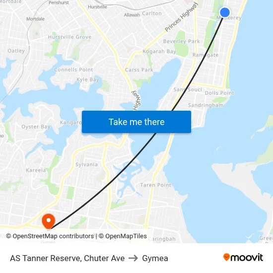 AS Tanner Reserve, Chuter Ave to Gymea map