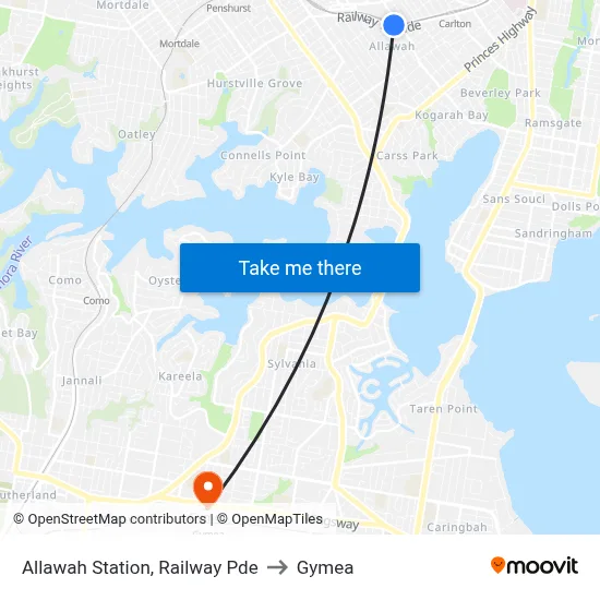 Allawah Station, Railway Pde to Gymea map
