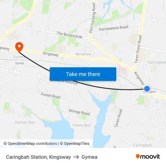 Caringbah Station, Kingsway to Gymea map