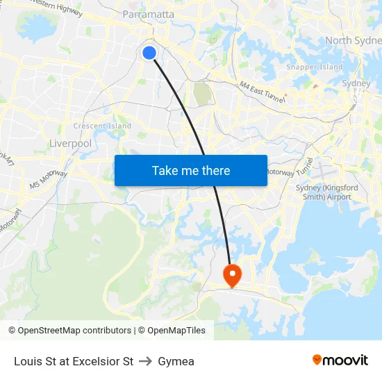 Louis St at Excelsior St to Gymea map