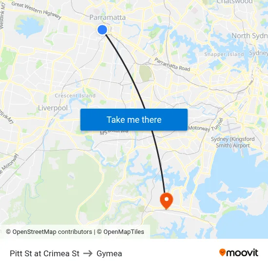 Pitt St at Crimea St to Gymea map