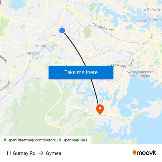 11 Gurney Rd to Gymea map
