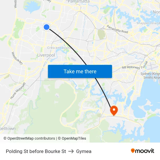 Polding St before Bourke St to Gymea map