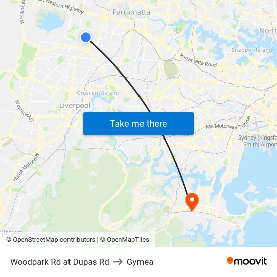 Woodpark Rd at Dupas Rd to Gymea map