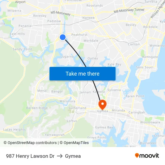 987 Henry Lawson Dr to Gymea map