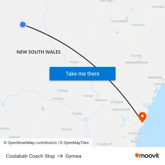 Coolabah Coach Stop to Gymea map