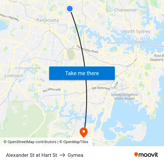Alexander St at Hart St to Gymea map