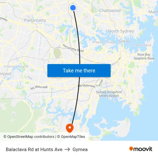 Balaclava Rd at Hunts Ave to Gymea map