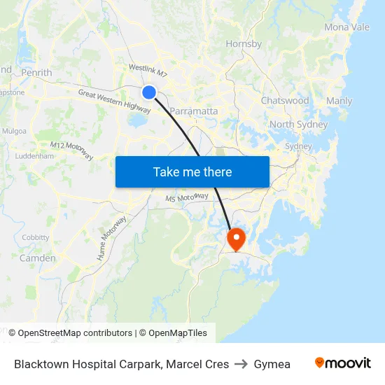 Blacktown Hospital Carpark, Marcel Cres to Gymea map