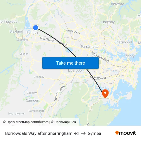 Borrowdale Way after Sherringham Rd to Gymea map