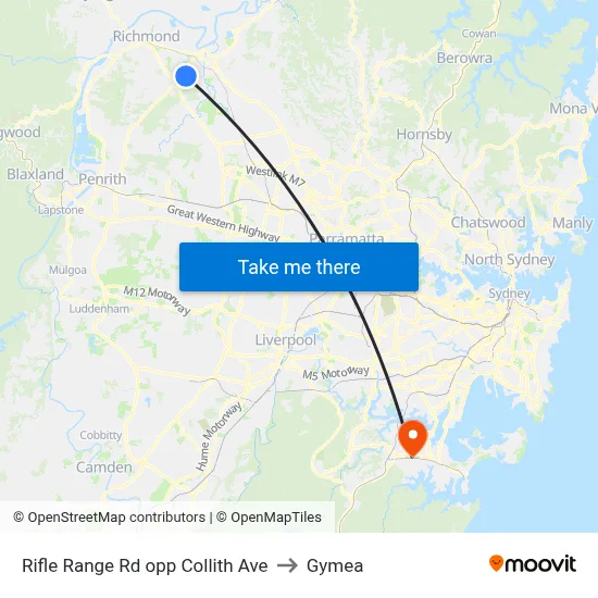 Rifle Range Rd opp Collith Ave to Gymea map