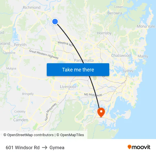 601 Windsor Rd to Gymea map