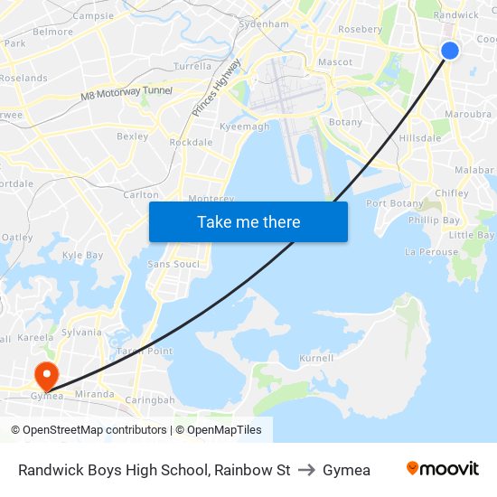 Randwick Boys High School, Rainbow St to Gymea map