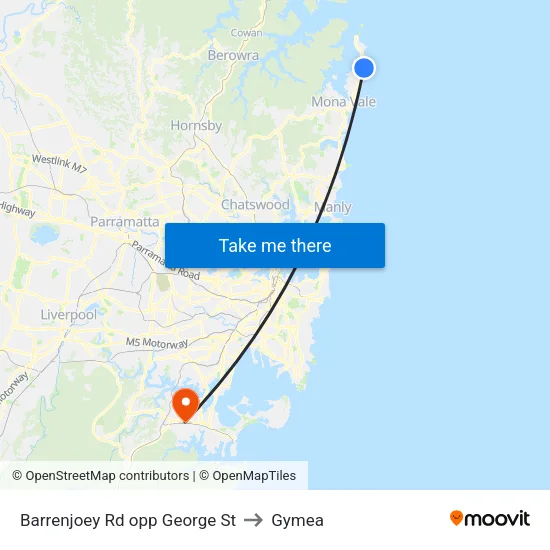 Barrenjoey Rd opp George St to Gymea map
