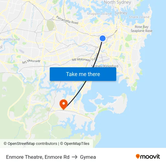 Enmore Theatre, Enmore Rd to Gymea map