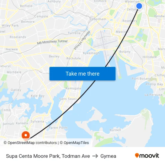 Supa Centa Moore Park, Todman Ave to Gymea map