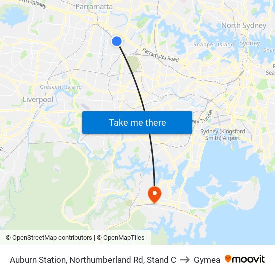 Auburn Station, Northumberland Rd, Stand C to Gymea map