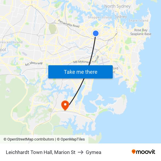 Leichhardt Town Hall, Marion St to Gymea map