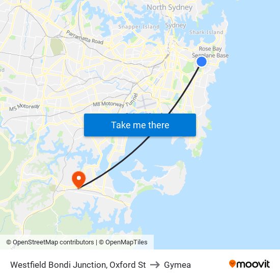 Westfield Bondi Junction, Oxford St to Gymea map