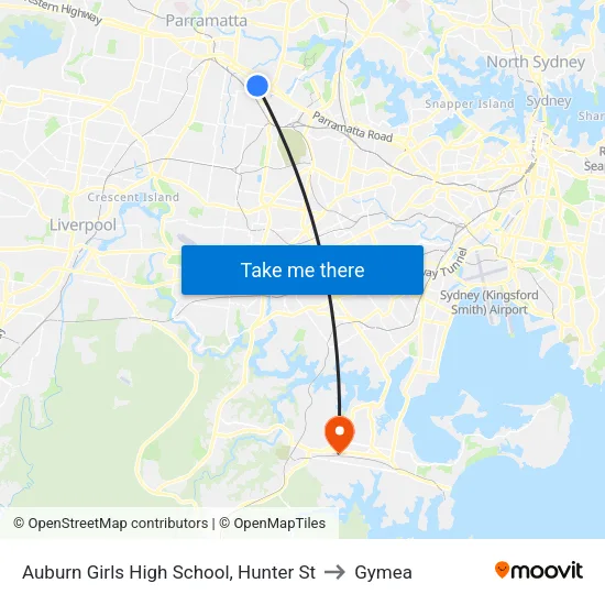 Auburn Girls High School, Hunter St to Gymea map