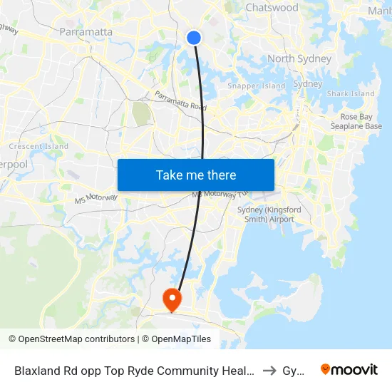 Blaxland Rd opp Top Ryde Community Health Centre to Gymea map