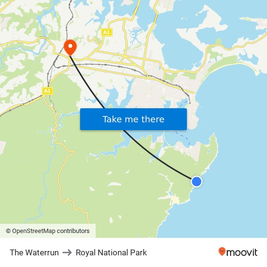 The Waterrun to Royal National Park map