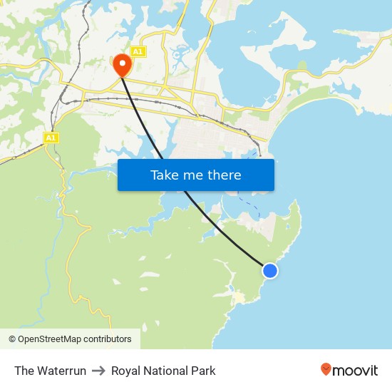 The Waterrun to Royal National Park map