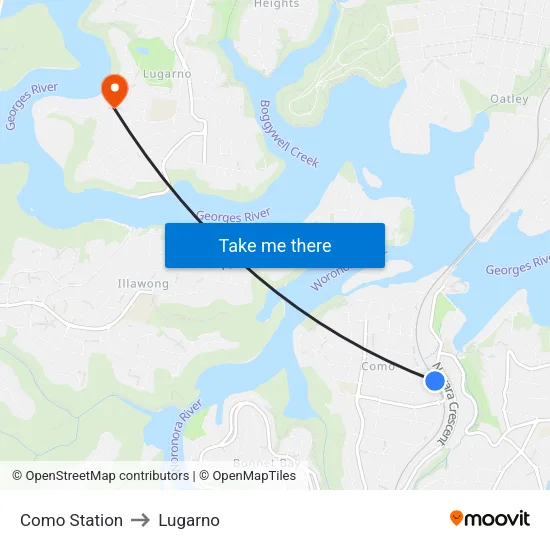 Como Station to Lugarno map