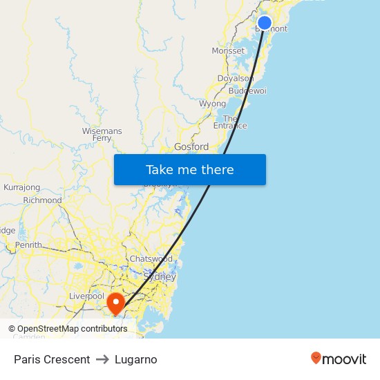 Paris Crescent to Lugarno map