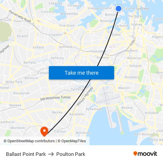 Ballast Point Park to Poulton Park map