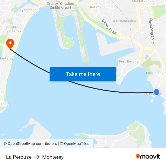 La Perouse to Monterey map