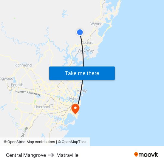 Central Mangrove to Matraville map