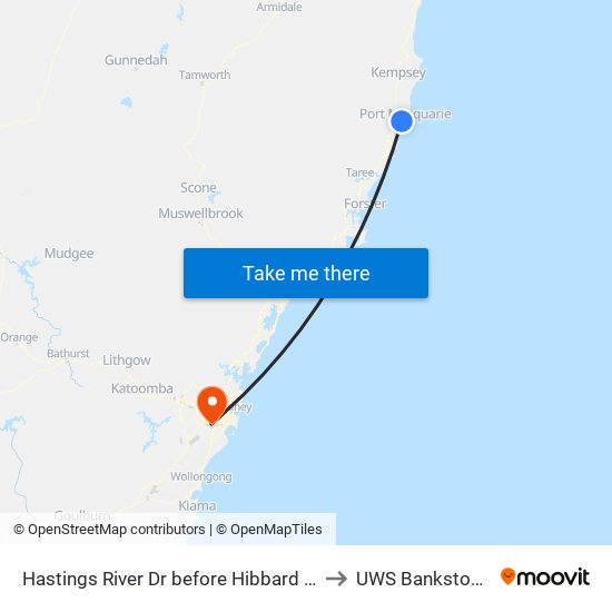 Hastings River Dr before Hibbard Dr to UWS Bankstown map