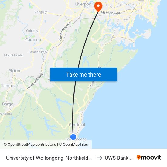 University of Wollongong, Northfields Ave, Stand F to UWS Bankstown map