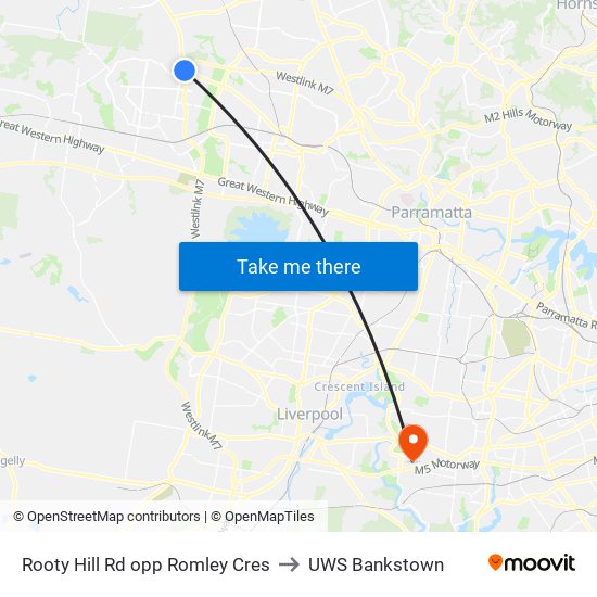 Rooty Hill Rd opp Romley Cres to UWS Bankstown map