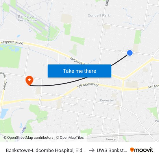 Bankstown-Lidcombe Hospital, Eldridge Rd to UWS Bankstown map