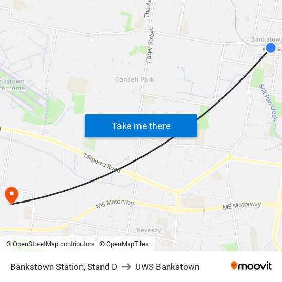 Bankstown Station, Stand D to UWS Bankstown map