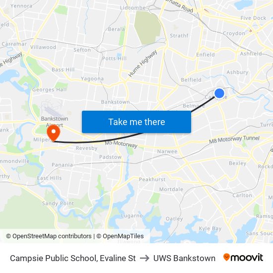 Campsie Public School, Evaline St to UWS Bankstown map