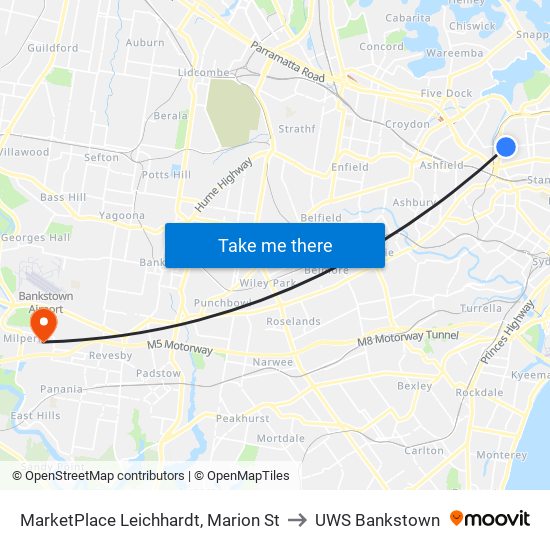 MarketPlace Leichhardt, Marion St to UWS Bankstown map