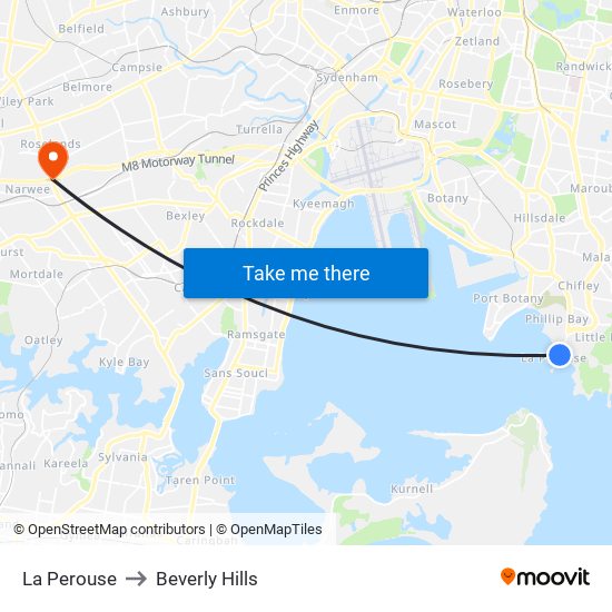 La Perouse to Beverly Hills map